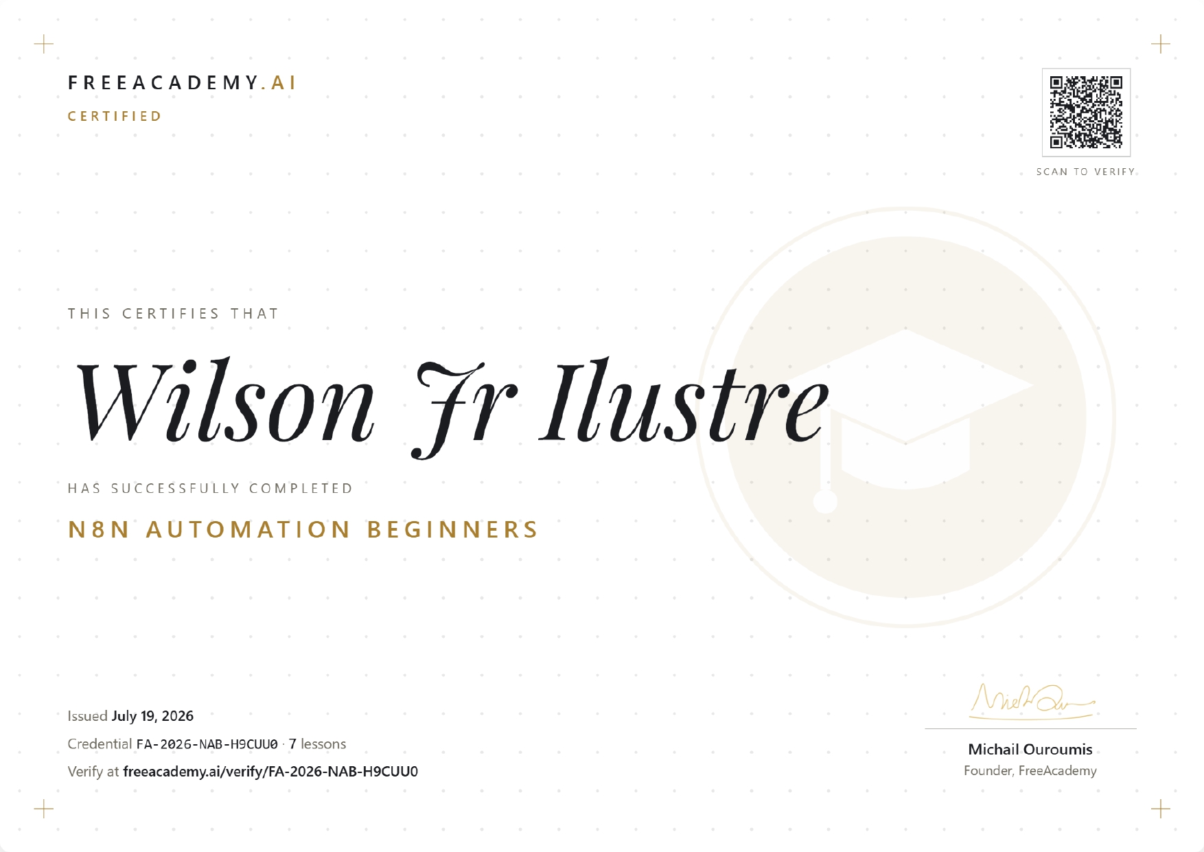 n8n Automation certificate
